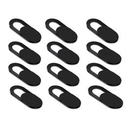 [12 Pack] Webcam Cover Slide Ultra Thin Web Camera Cover fits Laptop, Desktop, PC, Macboook Pro, iMac, Mac Mini, Computer, Smartphone,Protect Your Privacy and Security,Strong Adhensive-Black