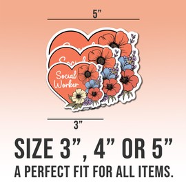 Social Worker Sticker, Graduation Gift for Future Counselor, Mental Health Office, 11 for Water Bottles, Laptop, Window, Notebooks - Waterproof 3"