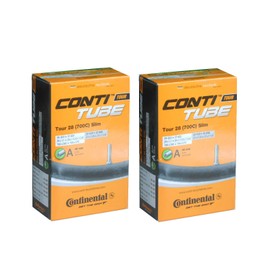 Set of 2 Continental Tour28 Slim 700 x 28/37c Tube, Schrader Valve Length 1.6 inches (40 mm) 28-622/37-622