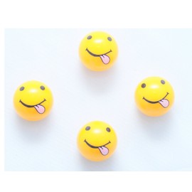 Vsmzu 4 x Valve Caps Ball Smiling Face Stretches Tongue Out Smile Smiling Tongue Face Yellow Valve Cap