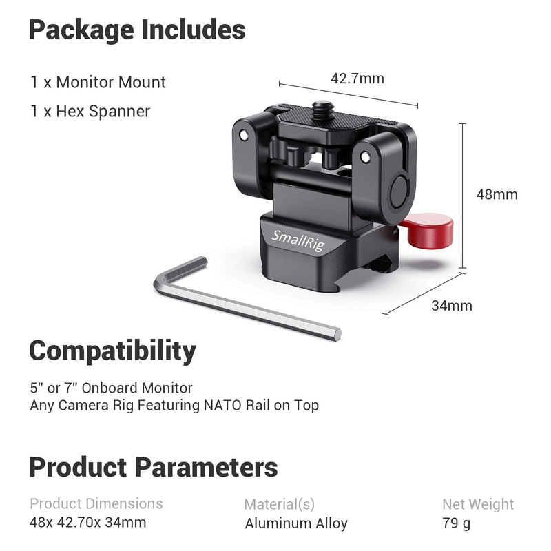 SMALLRIG Field Monitor Holder Mount with Quick Release NATO Clamp