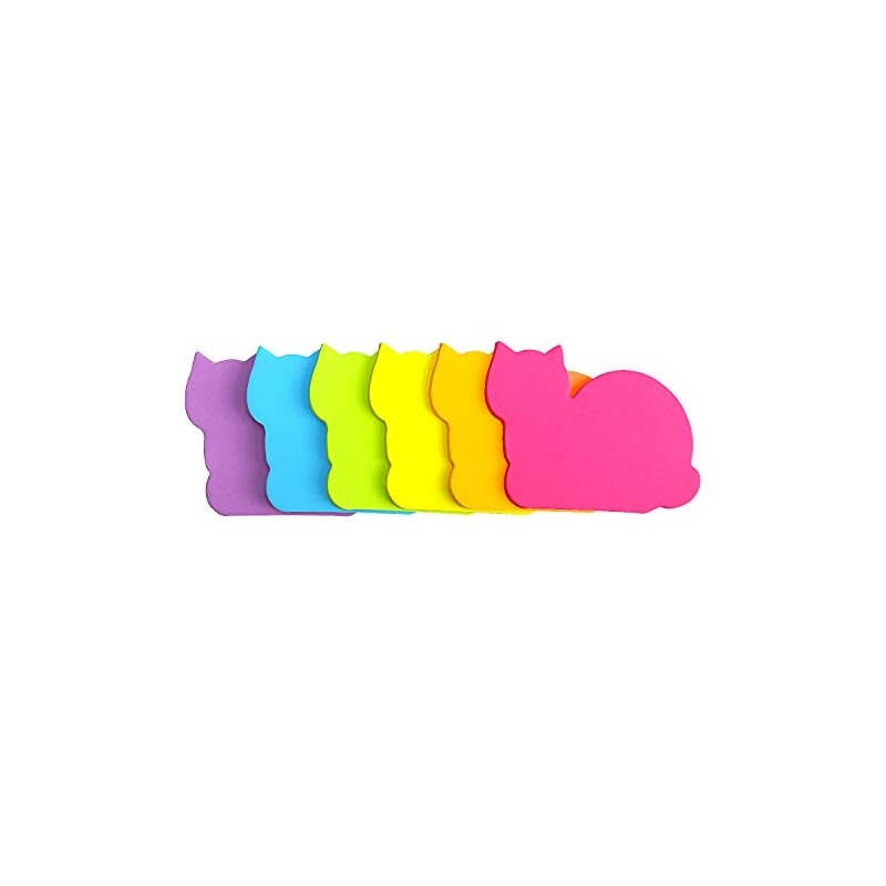 Cute Cat Sticky Notes 6 Color Bright Colorful Sticky Pad