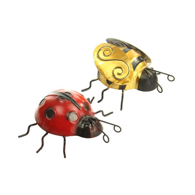 Metal Bee and Ladybird Wall Art for Garden Ornaments Decoration
