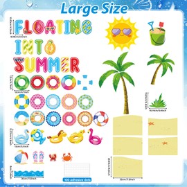 Summer Swim Ring Bulletin Board Decorations Floating Into Summer Cutouts Hawaiian Tropical Theme Swim Ring DIY Photo Craft Bulletin Board Set for Classroom School Office Home Wall Decor Supplies