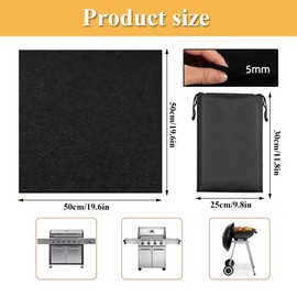 BouGPeng Fireproof Underlay 50 x 50 cm Heat Resistance Fire Protection Mat 5 mm Carbon Felt Fireproof Mat Heat Protection Mat Heat Resistant Fire Protection Mat for Gas Grill Floor Protection (Black)