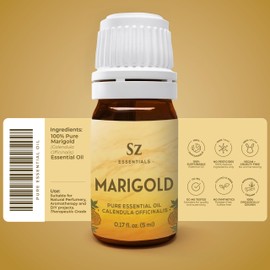 Sz Essentials - Marigold Essential Oil - aka. Calendula Officinalis - 100% Pure and Undiluted - Unlock The Precious Aroma of Real Marigold - Therapeutic Grade & Versatile Usage - 0.17oz