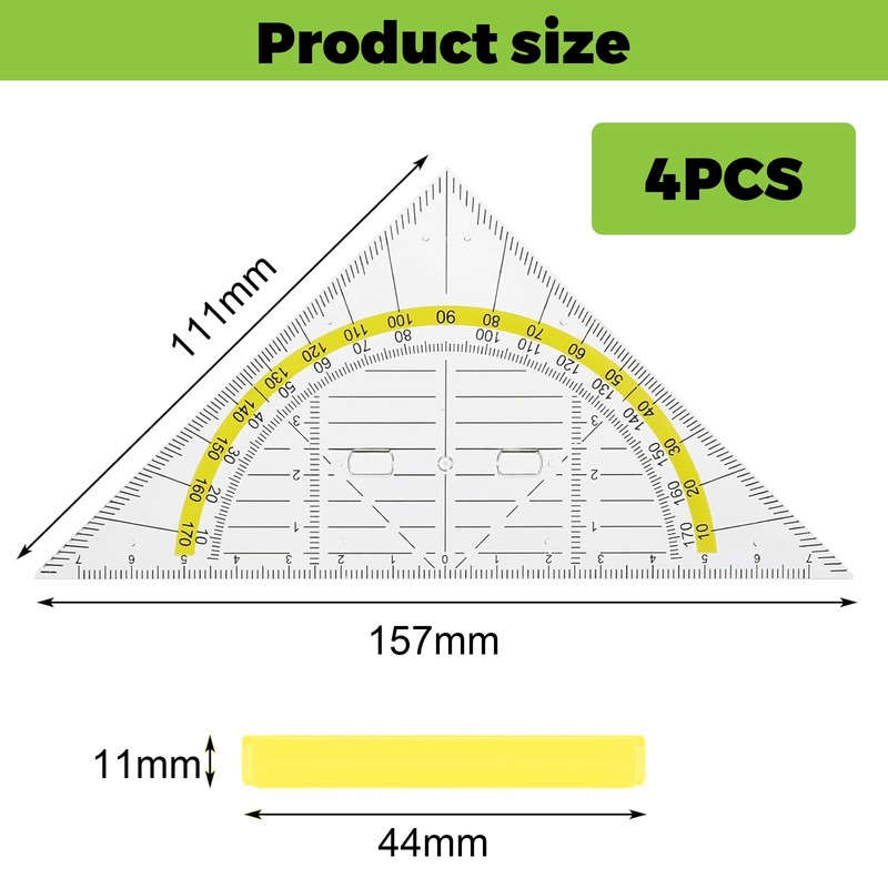 Set of 4 Set Squares, Flexible Geo Circle Template, with