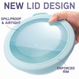 COOK WITH COLOR Mixing Bowls with TPR Lids - 12 Piece Plastic Nesting Bowls Set includes 6 Prep Bowls and 6 Lids, Microwave Safe (Blue)