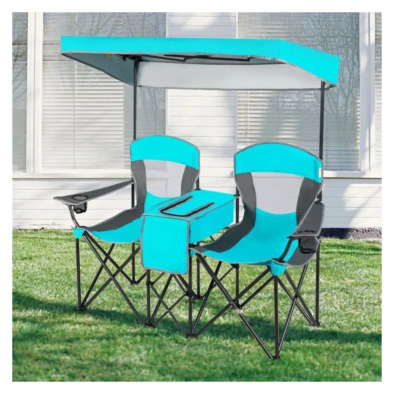Portable Folding Camping Canopy Chair with Cup Holder Outdoor FurnitureColor: