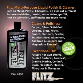 Flitz Multi-Purpose Polish and Cleaner Liquid for Metal, Plastic, Fiberglass, Aluminum, Jewelry, Sterling Silver: Great for Headlight Restoration + Rust Remover, 3.4 oz, 12 Pack