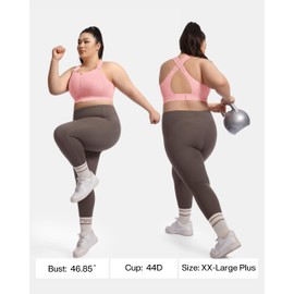 VFUS High Impact Sports Bras for Women Zip Front Adjustable Straps Full Support Bra for Plus Size (Small, Light-Pink)