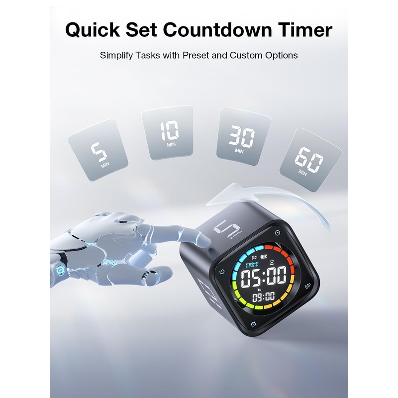 Ticktime TK3 Pomodoro Timer Cube, Desk Productivity Timer with 5/10/30/60