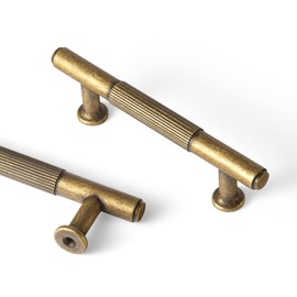 Goo-Ki 6pack Antique Brass Cabinet Pulls Zinc Alloy Kitchen Hardware, 3 Inch c-c Vintage Bronze Drawer Handles Retro Brass Bar Pull Dresser Handle