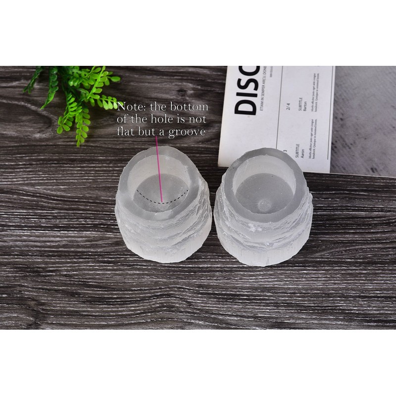 AMOYSTONE Selenite - Portavelas de cristal redondo para velas de