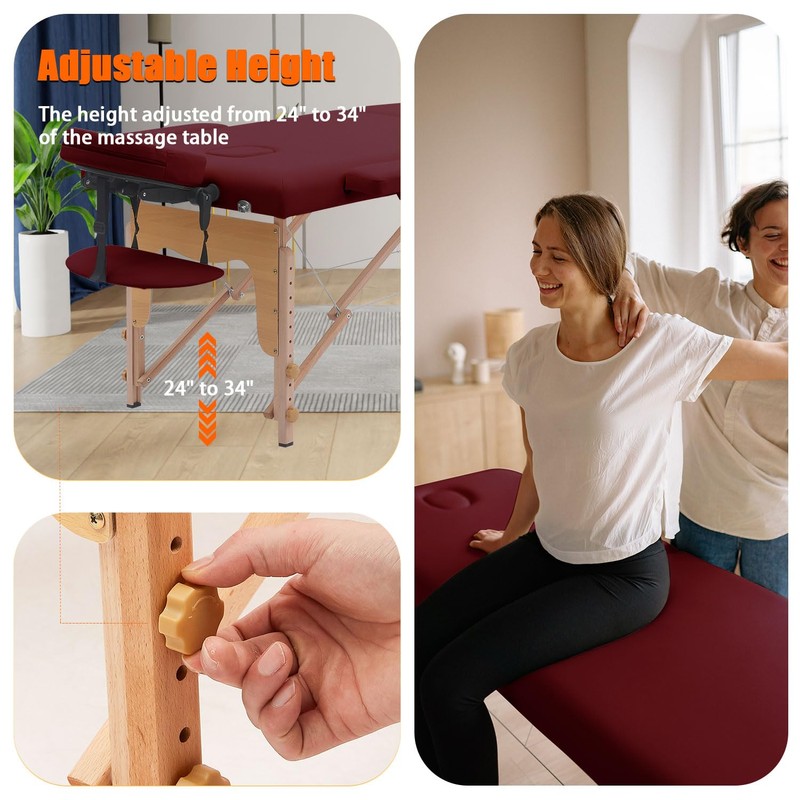 VIRRMO Portable Massage Table with Neck Stretcher, 84 inch Adjustable