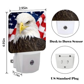 FSHVQKD American Bald Eagle Night Light,Plug Into Wall with Dusk to Dawn Light Sensors, Warm Nightlights for Bedroom, Bathroom, Hallway, Kitchen, Gifts Ideal for Boys Girls Women Men