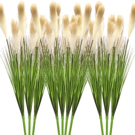 10 Pack Artificial Plants 27 Inch Tall Onion Grass Greenery Fake Grass Faux Greenery Stems Green Artificial Shrubs for Outdoors Plastic Small Bushes for Office Room Gardening Indoor (Brown,)