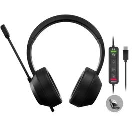Adesso Xtream P7 Wired Stereo Headset with Copilot AI Shortcut 40mm Stereo Drivers Voice Dictation Mute Button Submit Button Comfortable Fit USB C and USB A for Windows and Mac OS