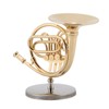 4in Miniature Golden French Horn Replica with Stand Instrument Model