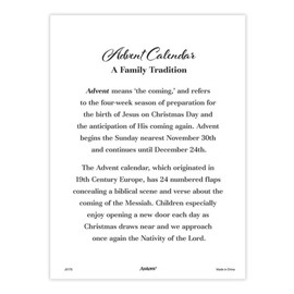 2023 Religious Advent Calendar, Christmas Countdown Pull Tab Activity, A Child Is Born Themed Seasonal Decoration, 10 Inches (Pack of 6)