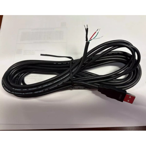 Molex USB-A Male to Bare Wire, 5 Meter, 4 wire