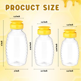 Nosiny 72 Pack 8 oz 12 oz 18 oz Honey Bottles Clear Plastic Squeeze Bottle Empty Refillable Jar Dispenser with Leak Proof Flip Caps Honey Containers for Storing and Dispensing
