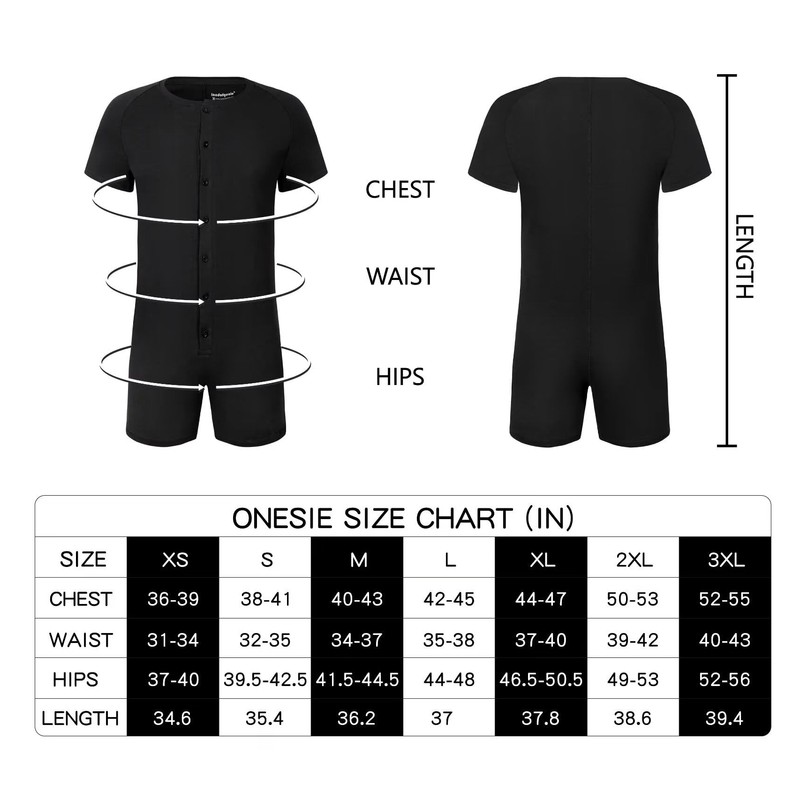 Landofgenie Mens Short Sleeve Onesie Jumpsuit Pajamas Stretchy Cotton One