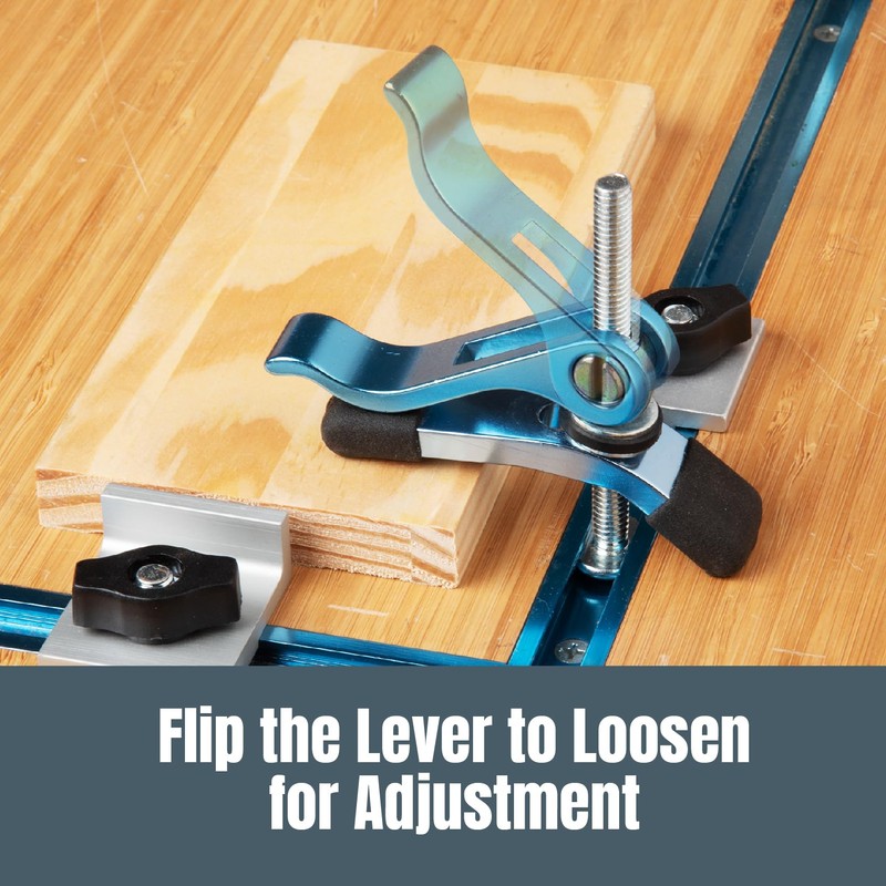 POWERTEC 71164 Aluminum Cam Clamp for Woodworking, 1/4”-20 Threaded Insert