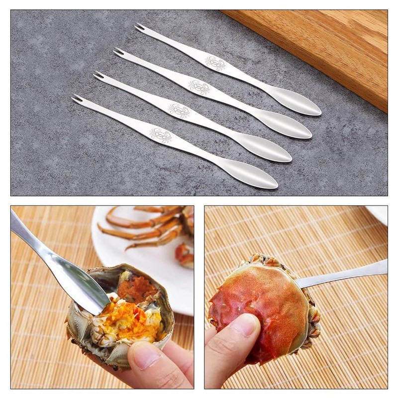 6 Pcs Stainless Steel Crab Lobster Shellfish Forks Lobster Crab