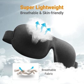 2 PCS Sleep Mask, Upgraded 3D Contoured Blinder & Blindfold,Blackout Eye Masks, Lightweight & Comfortable Blindfold No Eye Pressure with Adjustable Strap, Suitable for Travel/Nap/Yoga