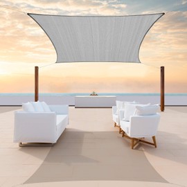 ColourTree 12' x 20' Grey Rectangle CTAPR0810 Sun Shade Sail UPF50 Canopy Mesh Fabric UV Block - Commercial Heavy Duty - 190 GSM - 3 Years Warranty