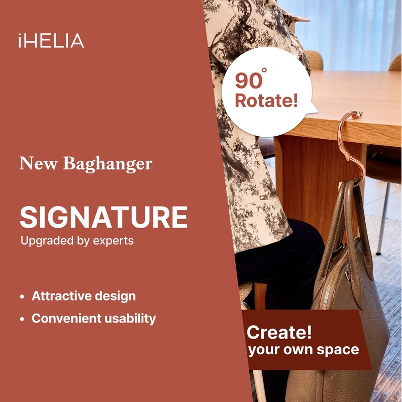 iHELIA Purse Hook Hanger for Table (Signature) - Premium Bag