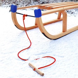 com-four® 2x sledge leash with wooden handle, toboggan accessories, pull rope for sledges, tricycles or other children's vehicles, Premium Made in Germany!