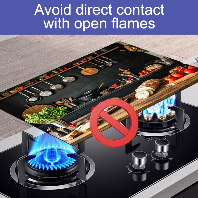 HOMETITUTE Stove Top Cover 28x20 Rustic Kitchen Scene Heat Resistant
