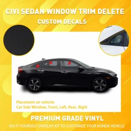 Unbranded Black Chrome Delete Blackout Window Covers For 2016-2021 Honda Civic Accessories