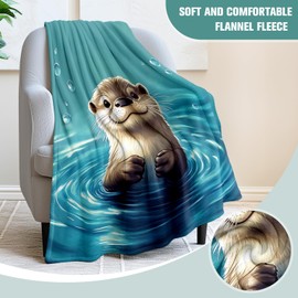 Jekeno Otter Gifts Blanket Cute Ocean Blue Water Ripples Throw Blanket