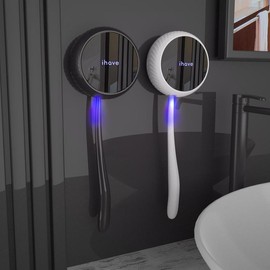 iHave Toothbrush Sanitizer – Wall-Mounted UV Toothbrush Holders for Bathrooms, Stylish Bathroom Accessories and Bathroom Decor for Home & RV, Travel Essentials, Cool Gadgets - Color: black