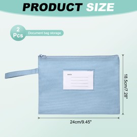 PATIKIL 2Pcs Mesh Zipper Pouch with Handle A5 Oxford Fabric Single Layer Document Bag for Office Travel Puzzle Book Shopping Blue (24 x 18.5 cm)