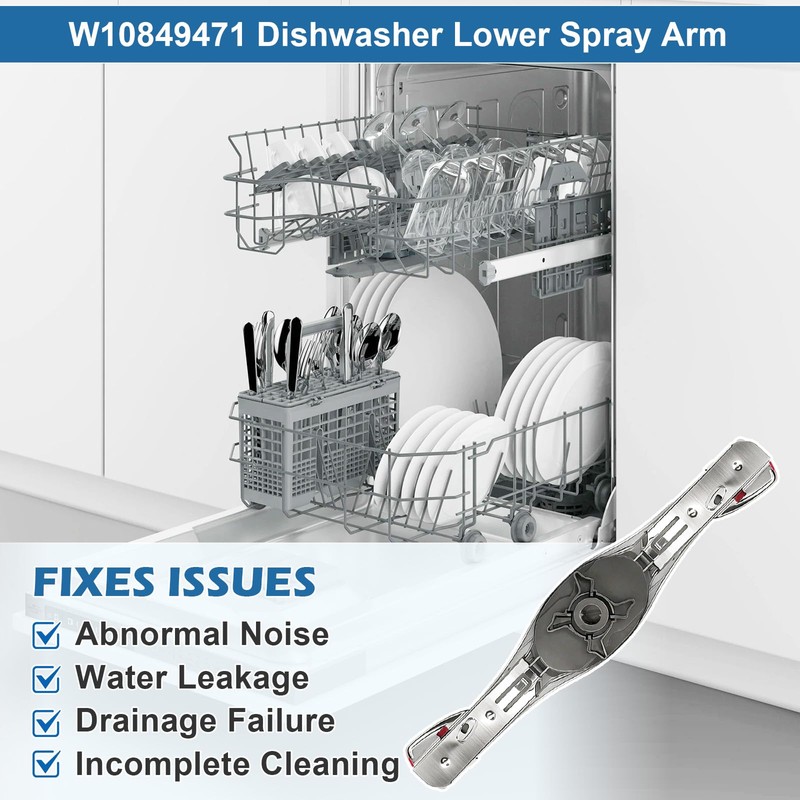 W10849471 Dishwasher Lower Spray Arm Replacement for Whirlpool Kenmore AP5989680