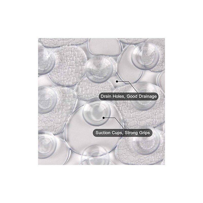 WELTRXE Non-Slip Pebbles Bath Mat with Suction Cups