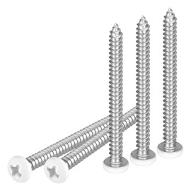 DTGN #8x2 White Screws 100Pack - 304 Stainless Steel Pan Head Phillips Sheet Metal Screw Self-Tapping Screw Wood Screws