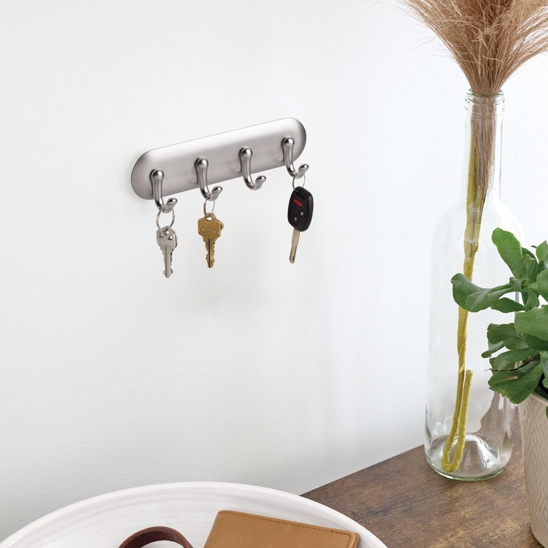 iDesign Self-Adhesive Key Rack with 4 Hooks - Key Holder