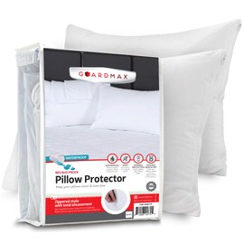 Guardmax Pillow Protector with Zipper Queen Size - (2 Pack) - Waterproof and Bed Bug Proof Pillow Covers - Pillow Cases Protect Against Allergens, Dust Mites, Bed Bugs, and Liquid Spills.(20 X 30)