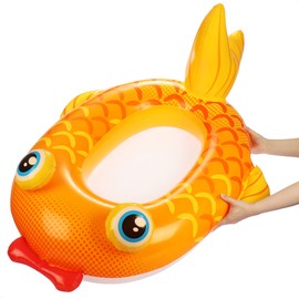 COM-FOUR® Swimming Figure in Goldfish Design - Rubber Boat Inflatable for Children - Air Mattress for Swimming Fun - Bath Figure for Beach and Pool (Orange Goldfish)