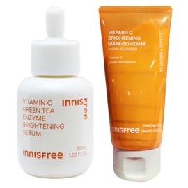 Innisfree Vitamin C Green Tea Enzyme Blemish Toning Serum Large Capacity 50ml + Vitamin C Brightening Pack to Foam 120g / 이니스프리 비타C 그린티 엔자임 잡티 토닝 세럼 대용량 50ml+비타민C 브라이트닝 팩투폼 120g