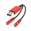 QIANRENON USB 2.0 to Dual 3.5mm Headset Adapter, 2 and