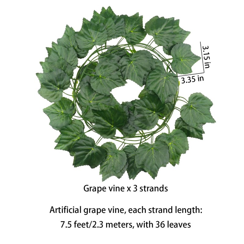 ginojex Artificial Grapes 6 Bunches with 3 Strands Fake Grape