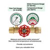 Watflow Water Flow Gauge, Temperature and Pressure Test Assembly, 0-160psi,0-13
