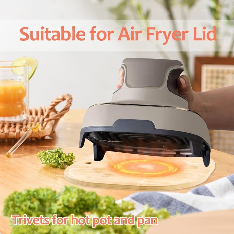Heat-Resistant Bamboo Trivet for Air Fryers, Perfect Kitchen Gift for