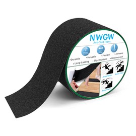 NWGW Black Anti-Slip Stair Treads Tape,4" x50FT Heavy Duty PVC Non-Skid Grip Tape for Wooden Steps, Indoor/Outdoor Stairs, Pool Decks - Peel & Stick Waterproof Safety Traction